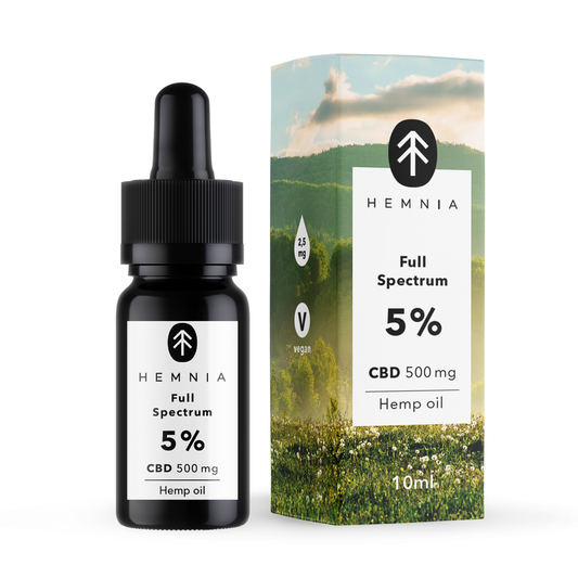 Hemnia Full Spectrum CBD Hemp Oil 5%, 500mg, 10ml ЦБД Масло